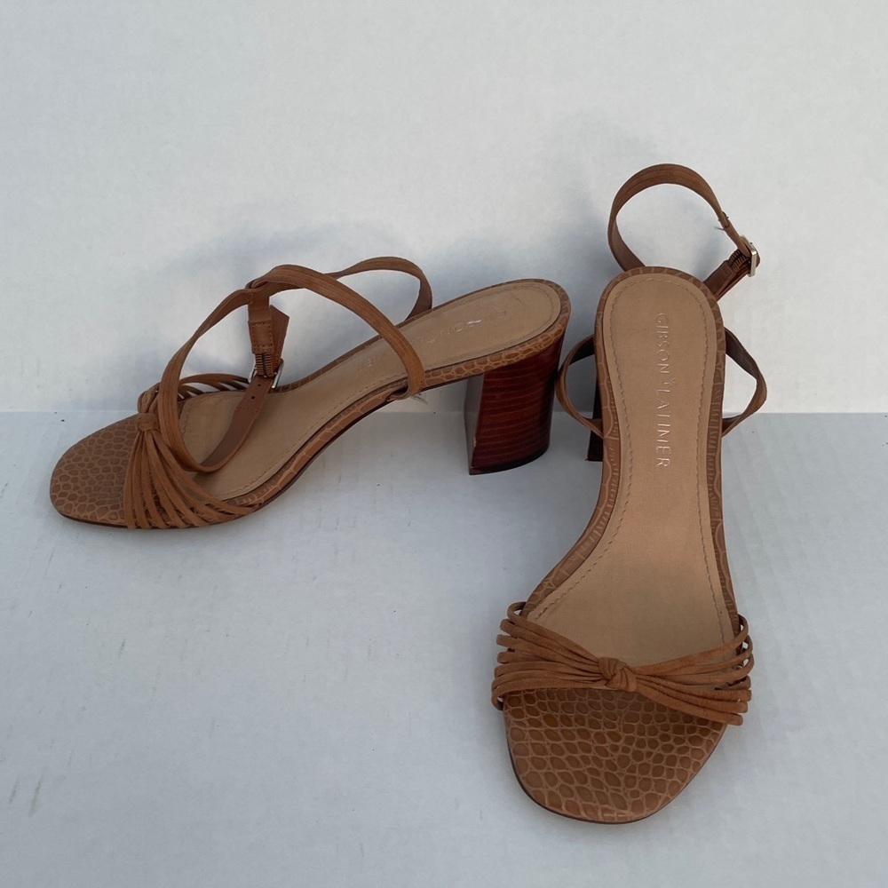 GIBSON LATIMER CORDELIA BROWN SHEEP LEATHER SANDALS SIZE 8 - Picture 3 of 15